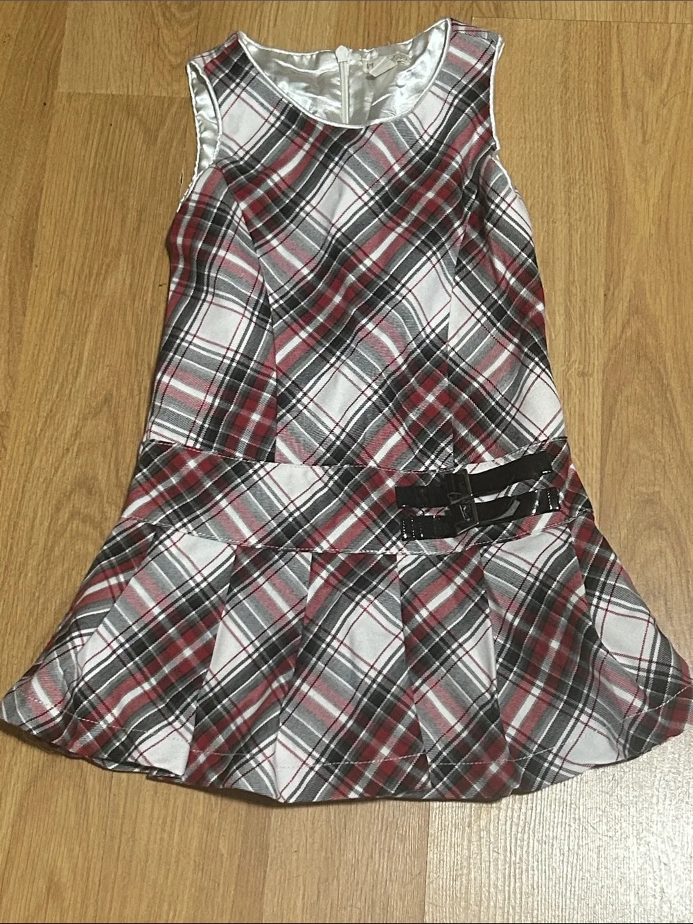 The Children's Place Red, Black & White Plaid Sleeveless Dress Size 4